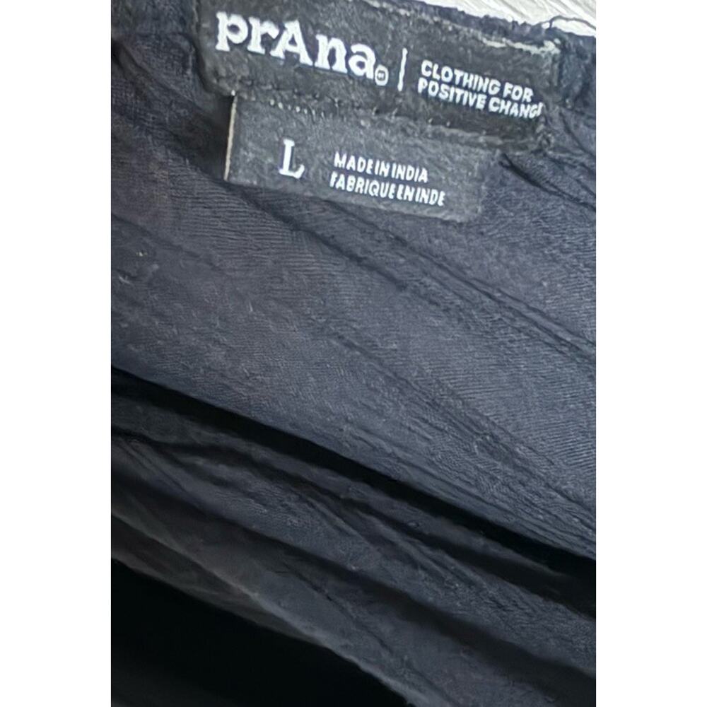 PrANa Fernie Halter Jumpsuit Black Tie Neck Wide Leg Size Large Pockets Smocked - Picture 8 of 9